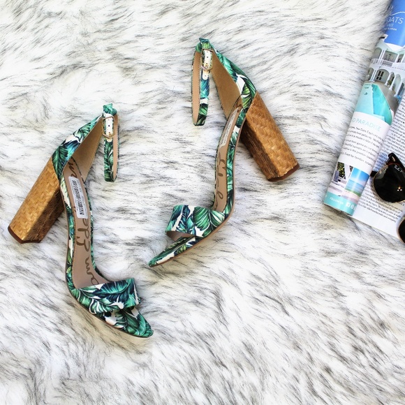 Sam Edelman Shoes - Sam Edelman Yaro Jade Palm Block Heels NWT